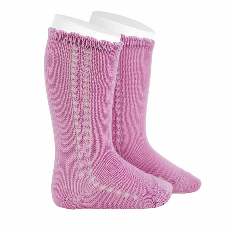 SIDE OPENWORK PERLE KNEE HIGH SOCKS