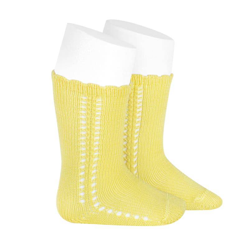 SIDE OPENWORK PERLE KNEE HIGH SOCKS