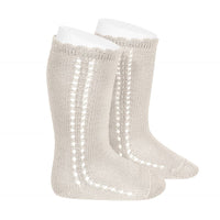 SIDE OPENWORK PERLE KNEE HIGH SOCKS