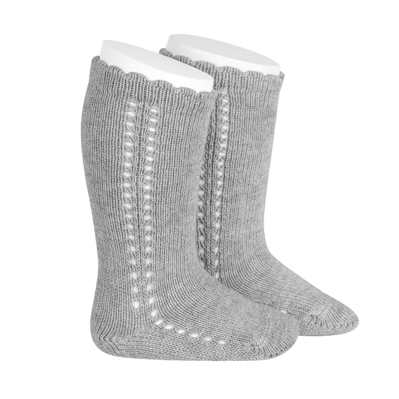 SIDE OPENWORK PERLE KNEE HIGH SOCKS