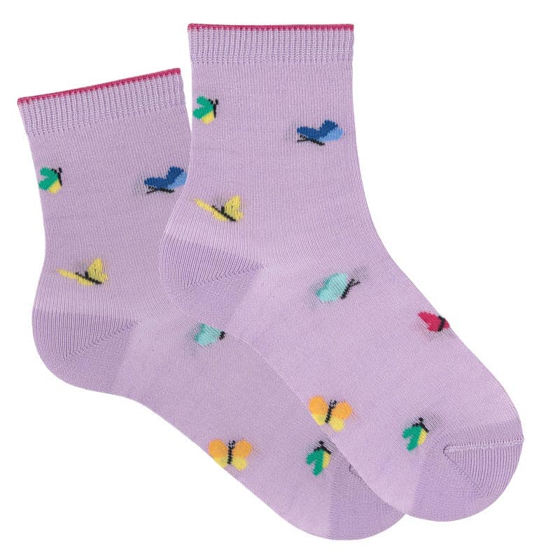 Colorful Butterfly Print Short Socks