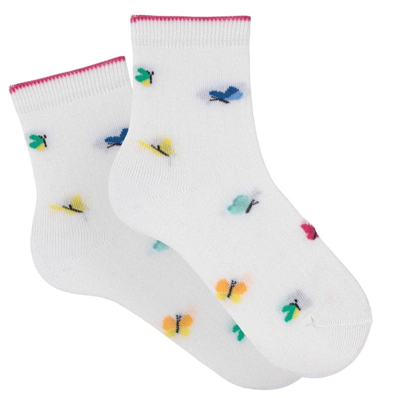 Colorful Butterfly Print Short Socks