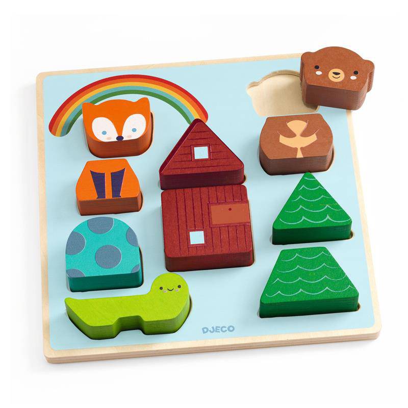 Puzz & Match Rainbow Wooden Puzzle & Building Game