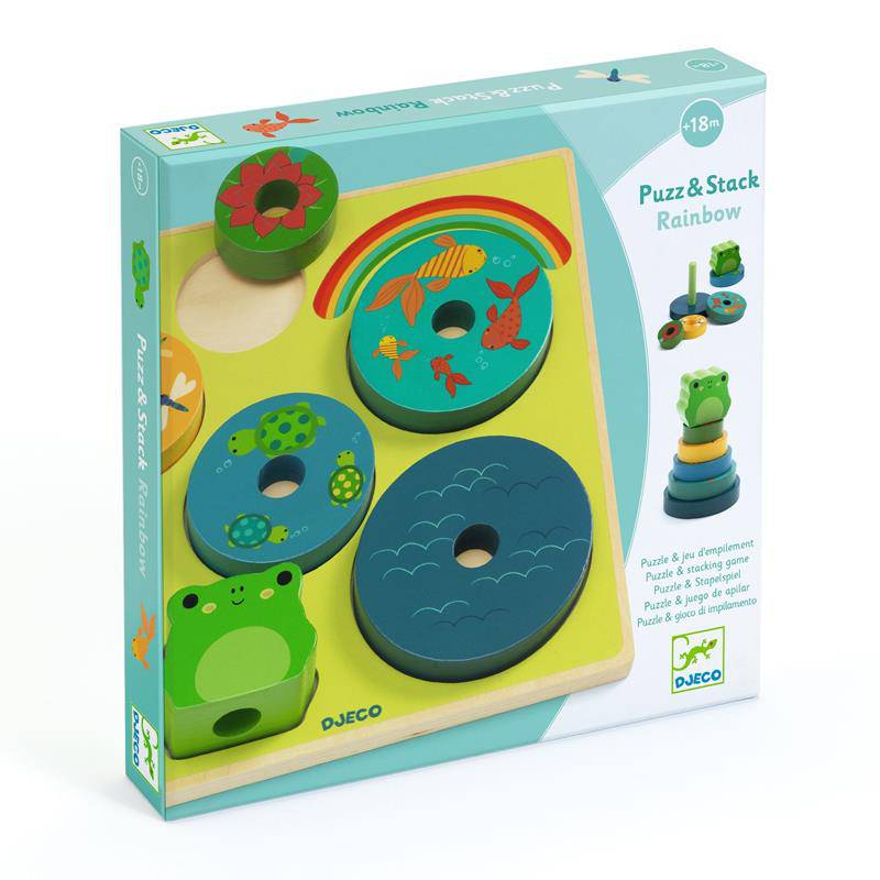 Puzz & Stack Rainbow Wooden Puzzle & Stacking Game