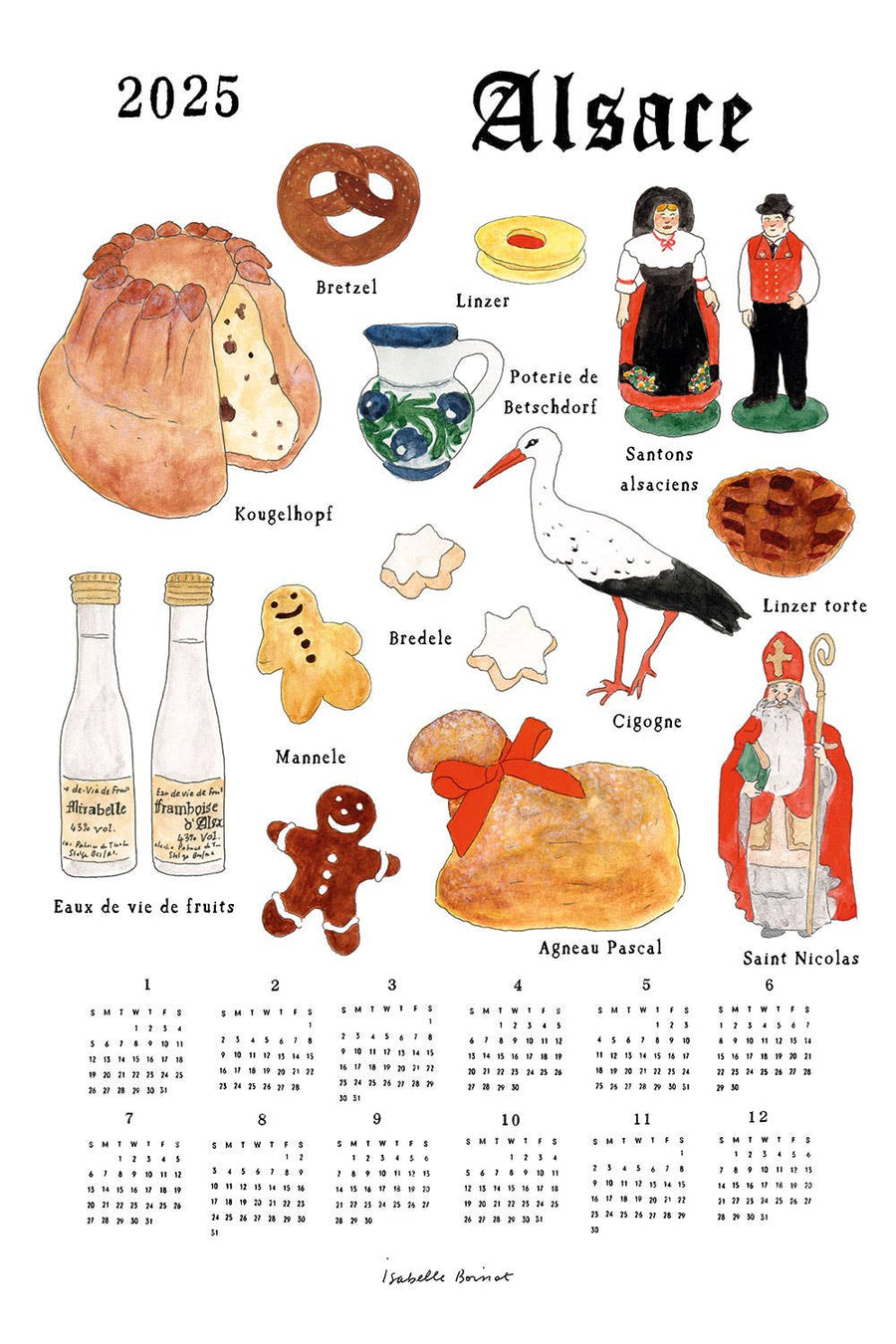 2025 Linen Calendar - Specialties Of Alsace