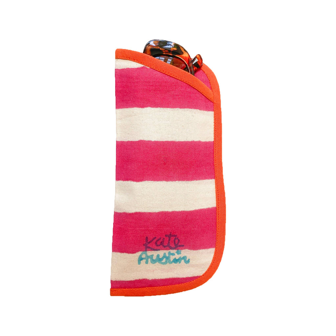 Sunglass Cover in Pink Wide Stripe with Orange