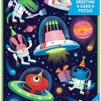 Cosmic Party Puzzle Greeting Card