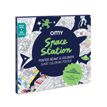 space station giant colouring poster + glow-in-the-dark stickers