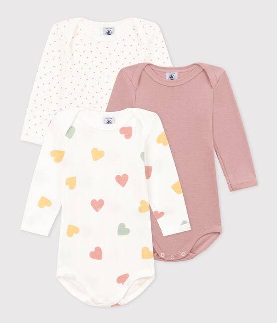 Long Sleeved Cotton Bodysuits 3-Pack - Hearts