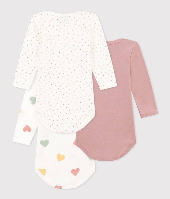 Long Sleeved Cotton Bodysuits 3-Pack - Hearts