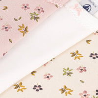 Set of 3 Long-sleeved Cotton Flower Bodysuits