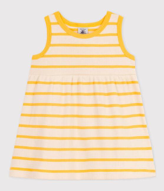 SLEEVELESS STRIPED RIB-KNIT DRESS