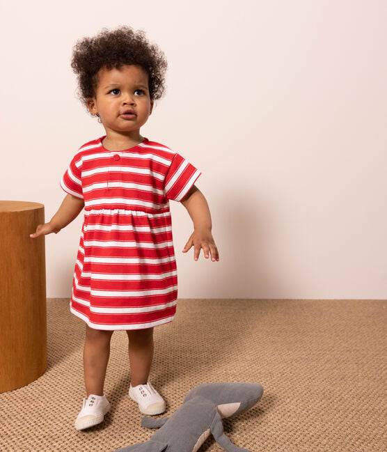 STRIPED SHORT-SLEEVED JERSEY DRESS