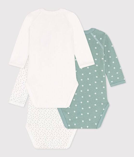 Long Sleeved Wrapover Cotton Bodysuits 3-pack - Stars