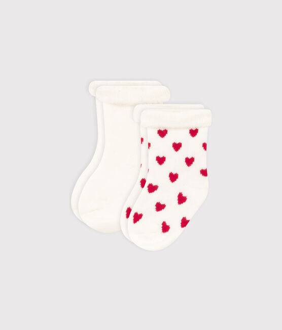 BABIES' KNITTED SOCKS - 2-PACK (RED HEARTS)