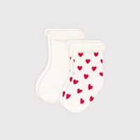 BABIES' KNITTED SOCKS - 2-PACK (RED HEARTS)