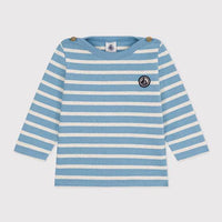 BABIES' THICK JERSEY BRETON TOP - BLUE