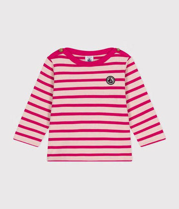 BABIES' THICK COTTON BRETON TOP - PINK