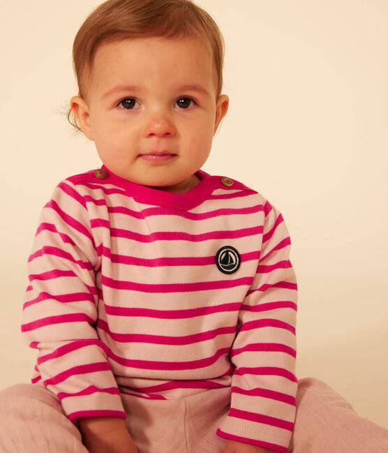 BABIES' THICK COTTON BRETON TOP - PINK