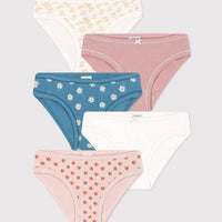 Girls' Flower Cotton Briefs - 5 Pack