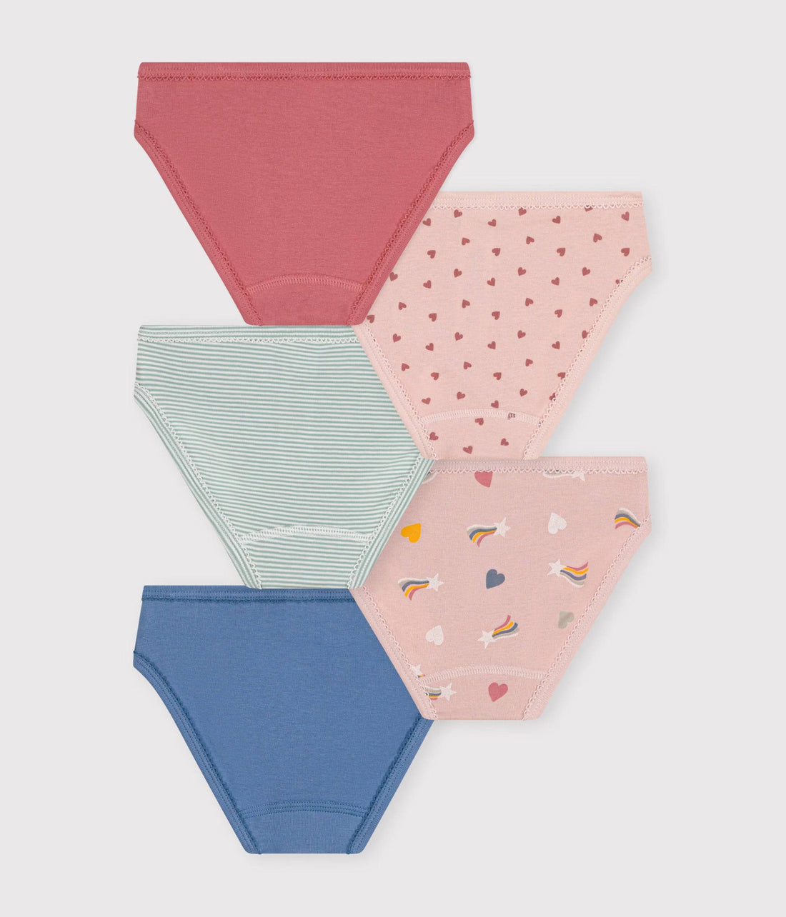 Kids Heart Patterned Cotton Briefs - 5-Pack