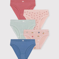 Kids Heart Patterned Cotton Briefs - 5-Pack