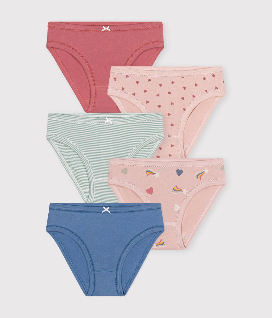 Kids Heart Patterned Cotton Briefs - 5-Pack