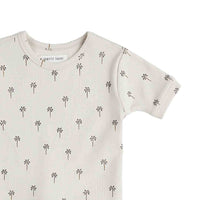 Palm Tree Print on Ribbed Light Taupe Summer Sleep Set