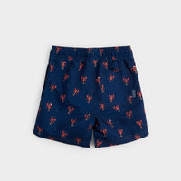 Lobster Print On Navy Swim Trunks