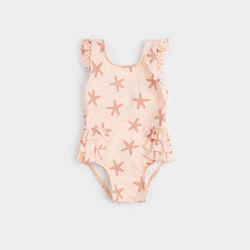 Starfish Print On Rose One-Piece Swimsuit