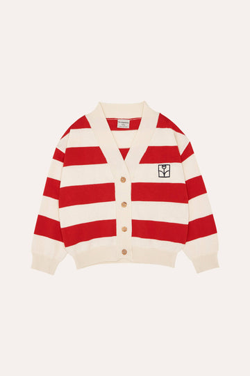 Red Stripes Oversized Kids Cardigan