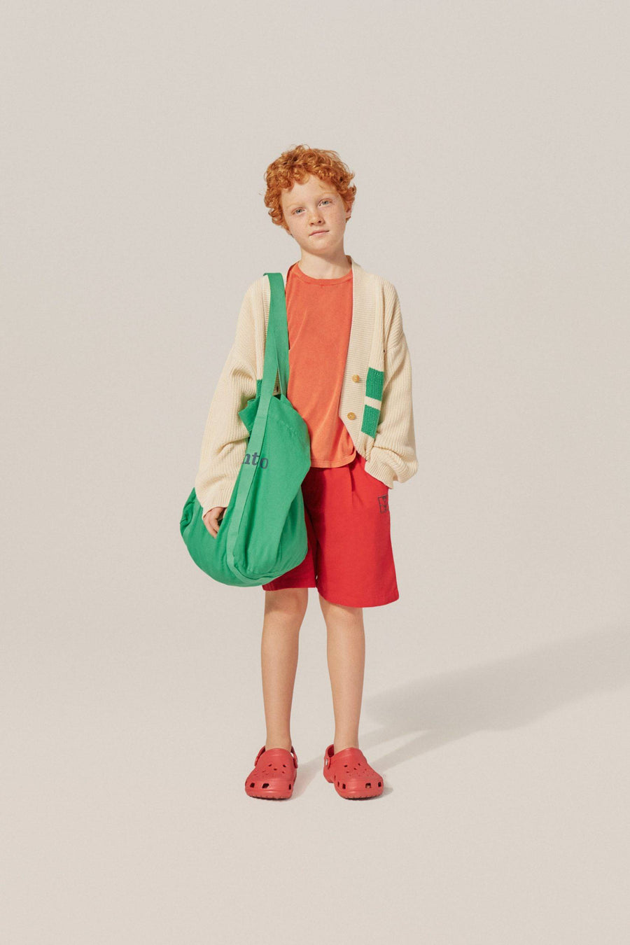 Green Bands Oversized Kids Cardigan