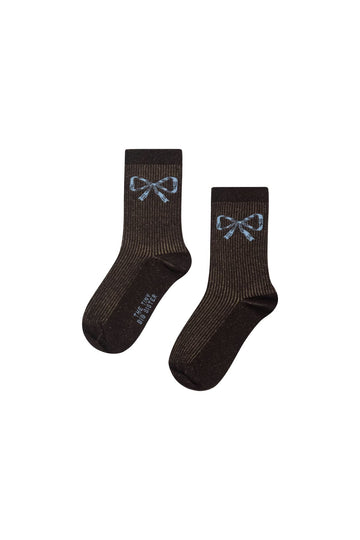 Bow Medium Socks - Charcoal