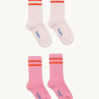 Soft Pink and Powder Pink Stripes Medium Socks Pack