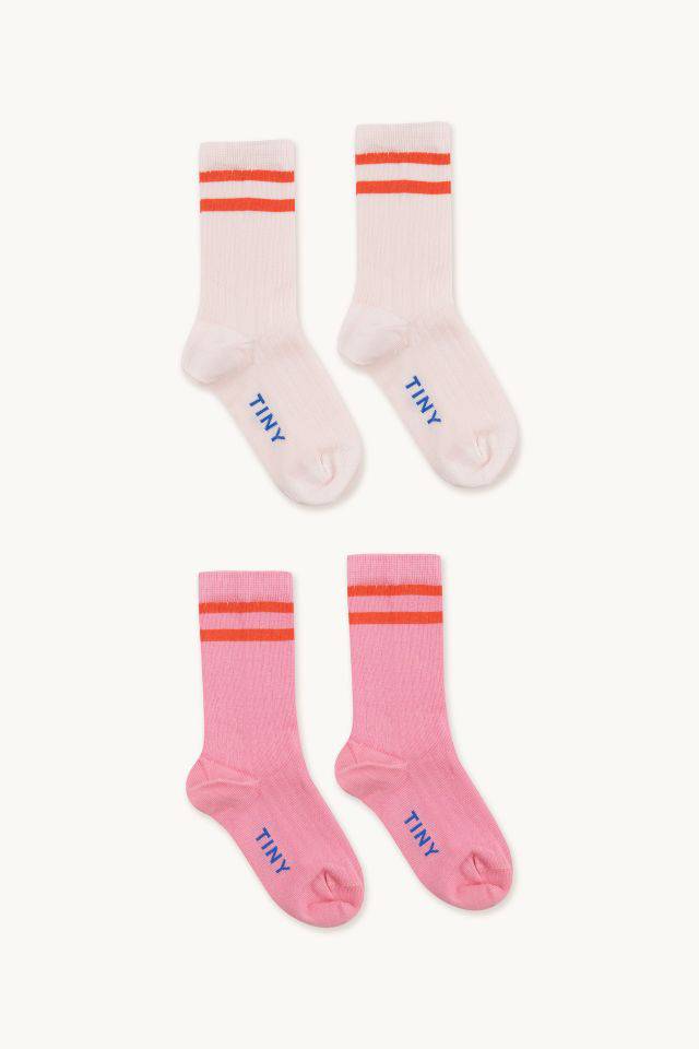 Soft Pink and Powder Pink Stripes Medium Socks Pack