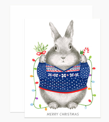 Merry Christmas Bunny Greeting Card - Parkette.