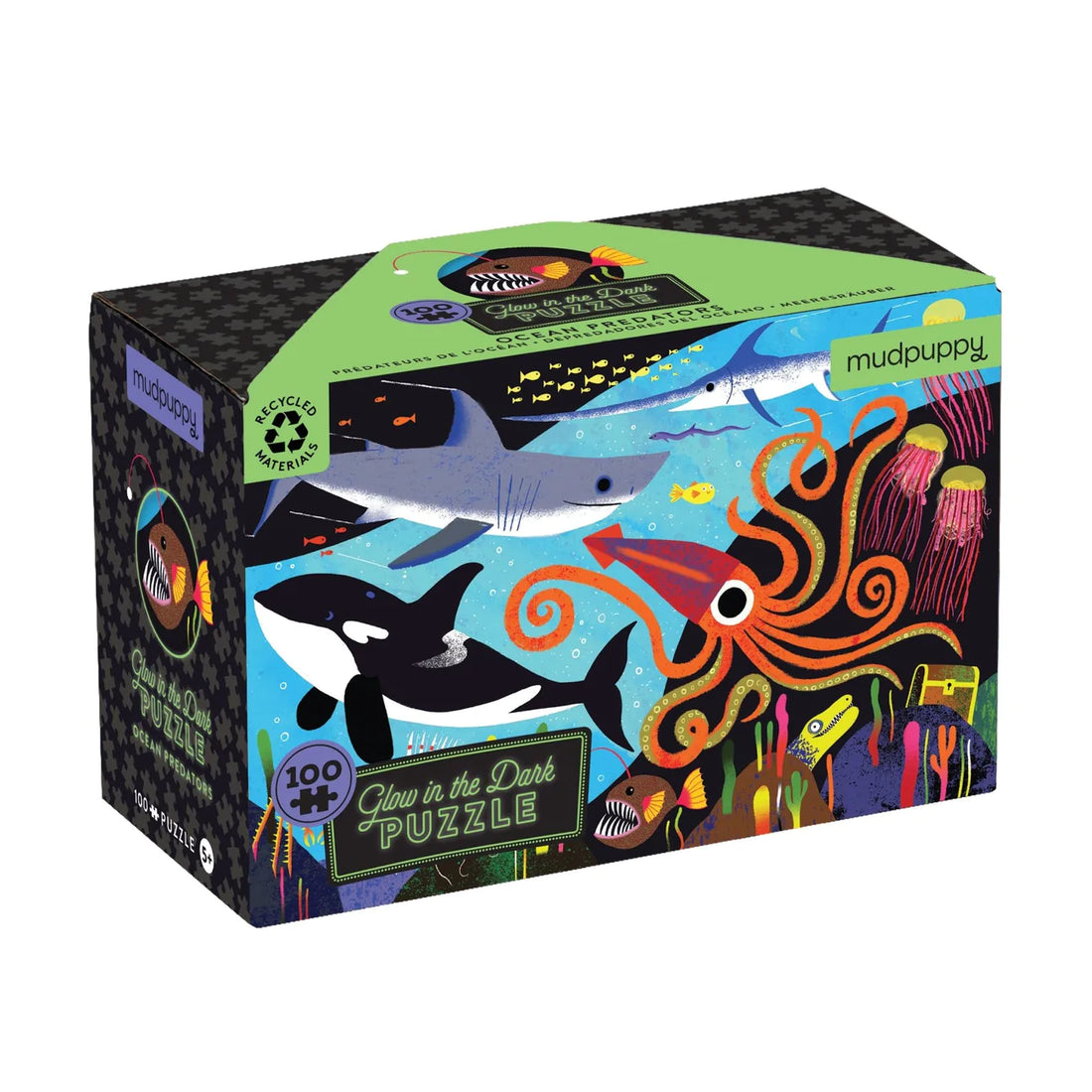 Ocean Predators Glow in the Dark 100 Piece Puzzle - Parkette.